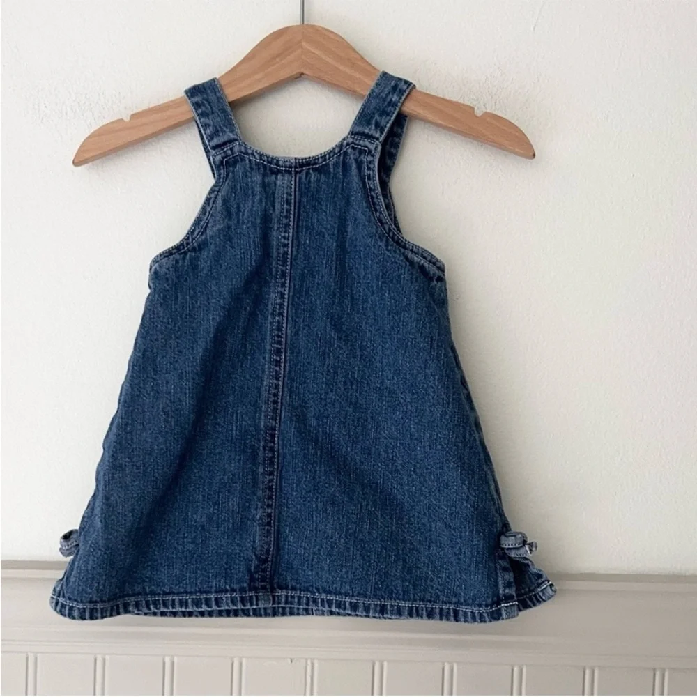 OshKosh B’gosh Baby Denim Floral Embroidered Jumper Dress 12 Months Blue Jean